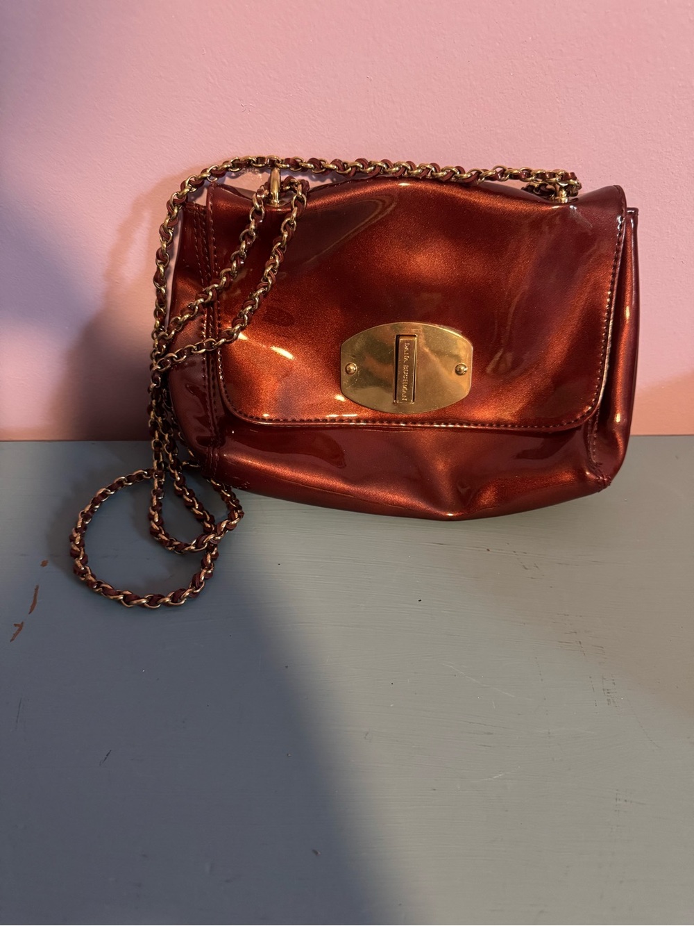 Dana Buchman Metallic Copper Crossbody with Chain Strap